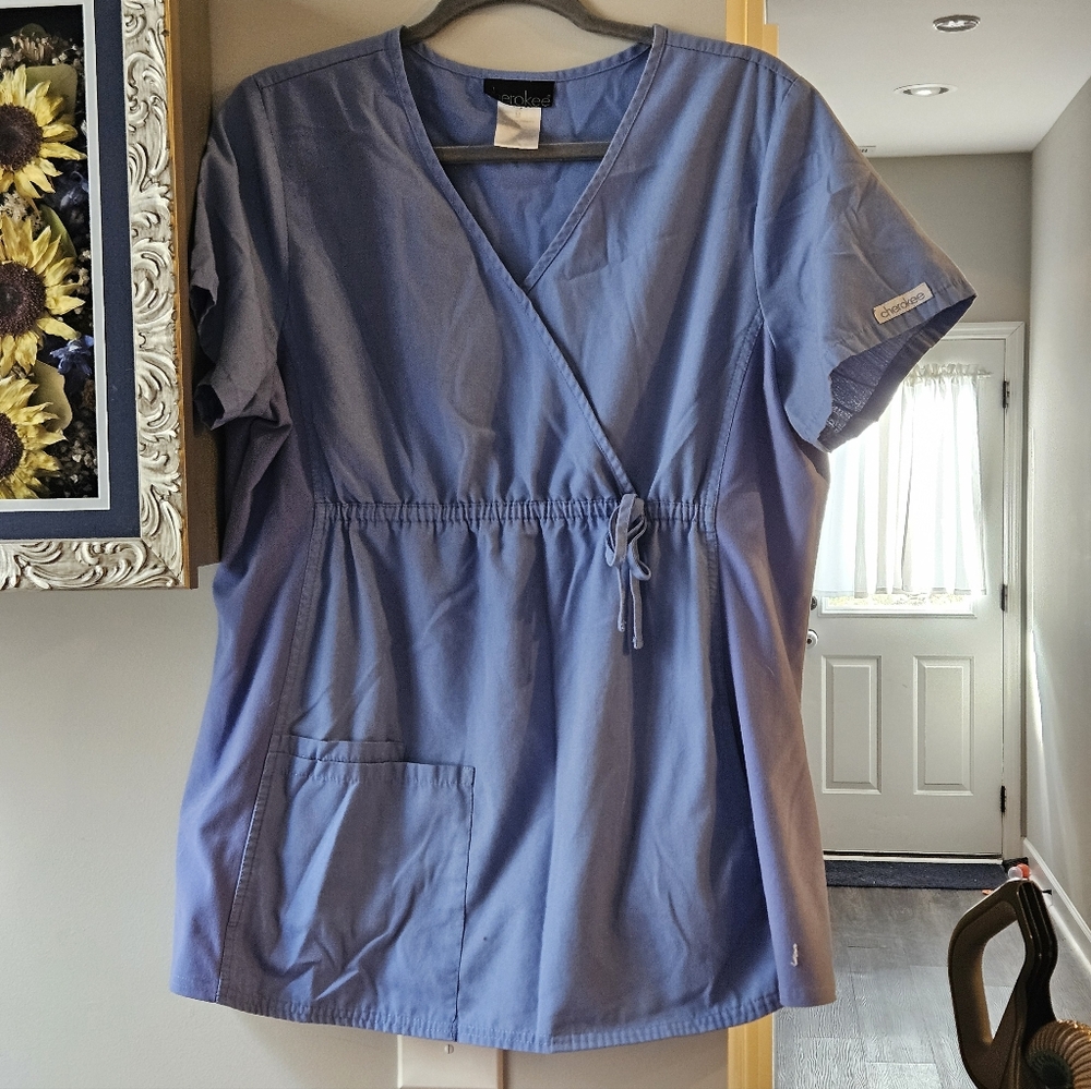 Cherokee Ceil Blue Maternity Scrub Top